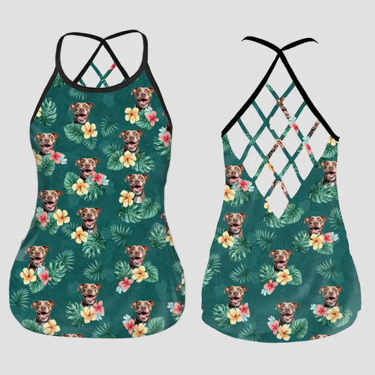 Custom Your Own Summer Criss Cross Tank Top With Your Pet Photo