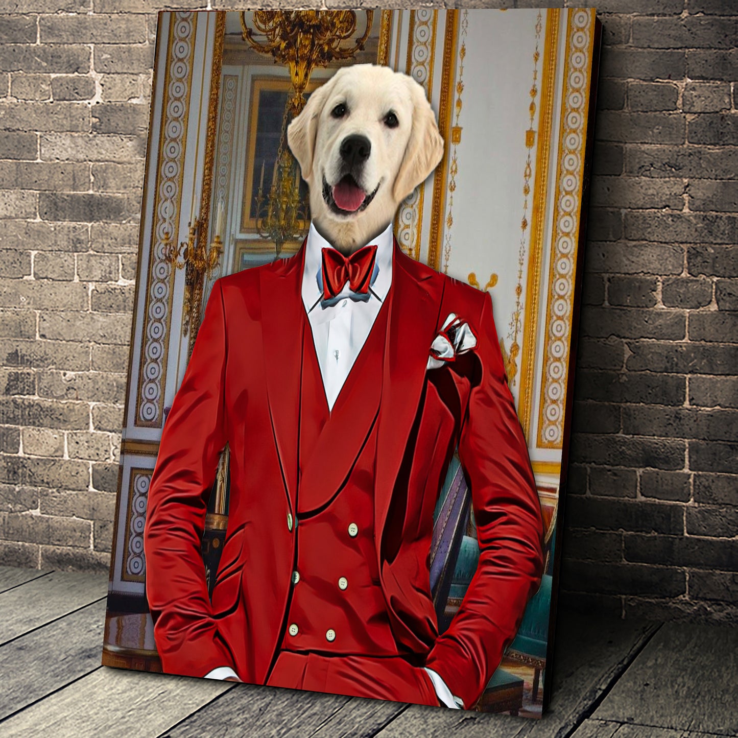 The Red Suit Custom Pet Portrait Digital Download - Noble Pawtrait