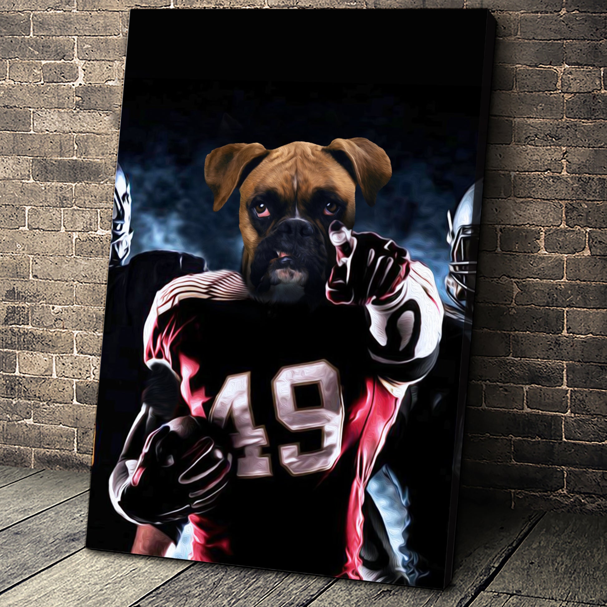 The American Footballer Custom Canvas Pet Portrait - Noble Pawtrait