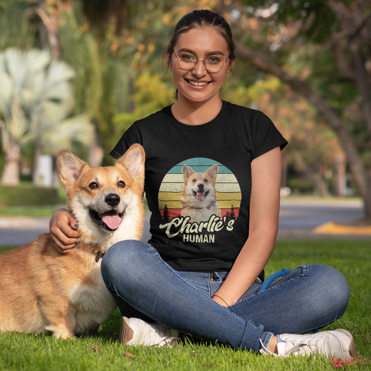 Custom T Shirt With Pet Face | Personalized Gift For Dog & Cat Lovers | Pet's Human Vintage Style Unisex T Shirt