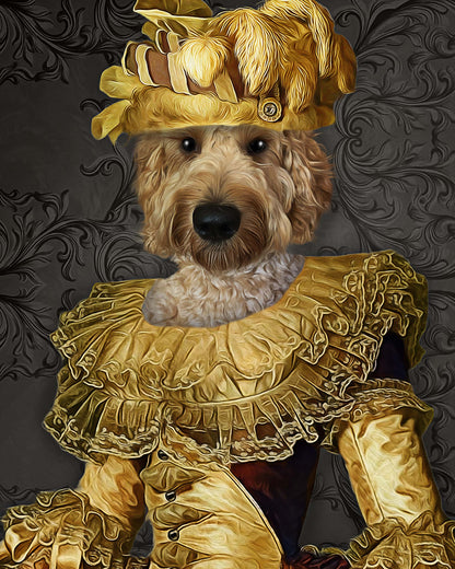 The Charming Queen Custom Pet Portrait Canvas - Noble Pawtrait