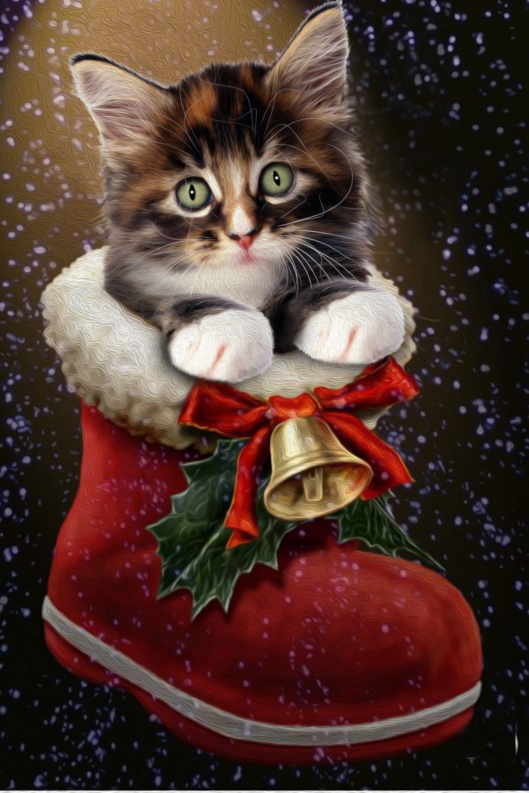 The Christmas Sock Custom Pet Portrait Poster - Noble Pawtrait