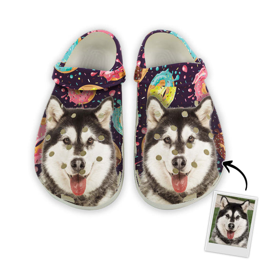 Custom Clogs With Pet Face | Personalized Gift For Pet Lovers | Donut Photo