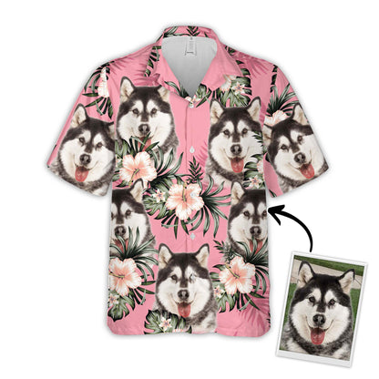 Custom Hawaiian Shirt For Dog Lovers | Personalized Puppy Lovers Gift | Flowers Pattern Pink Color Aloha Shirt