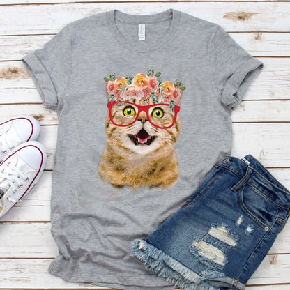 Custom T Shirt With Pet Face | Personalized Gift For Dog & Cat Lovers | Watercolor Floral Pet Apparel Unisex T Shirt