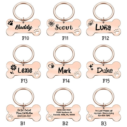 Personalized Bone Dog Tag Engraved Pet ID