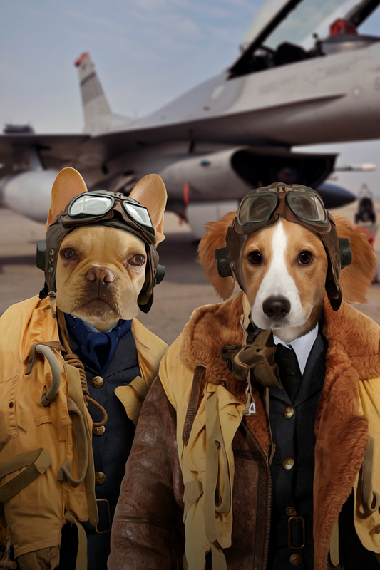 The Duo Pilots Custom Pet Portrait Digital Download - Noble Pawtrait