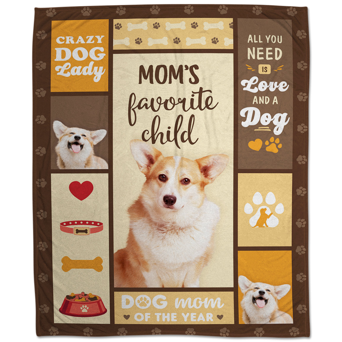 Mom's Favorite Child Custom Pet Fleece Blanket - Noble Pawtrait