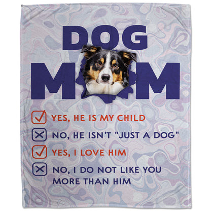 Dog Mom's Child Custom Pet Fleece Blanket - Noble Pawtrait