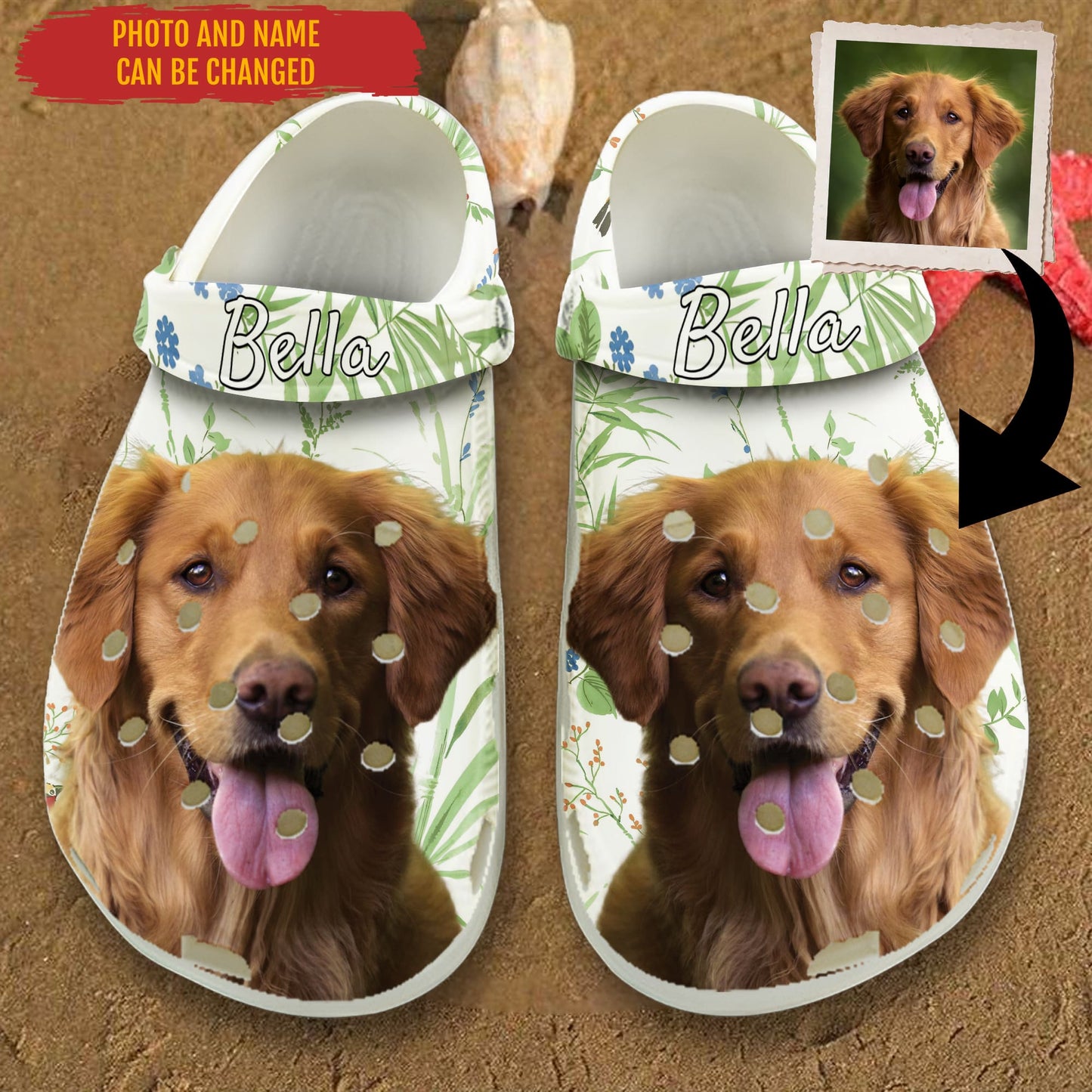 Custom Clogs With Pet Face | Personalized Gift For Pet Lovers | Imperial Garden Green Photo