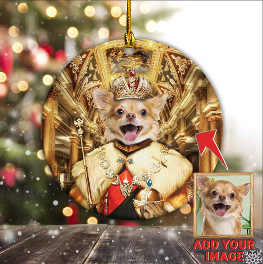 The King Custom Pet Ornament 2-Sided - Noble Pawtrait