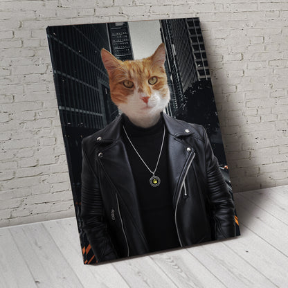The Leather Rebel Custom Pet Portrait Canvas - Noble Pawtrait