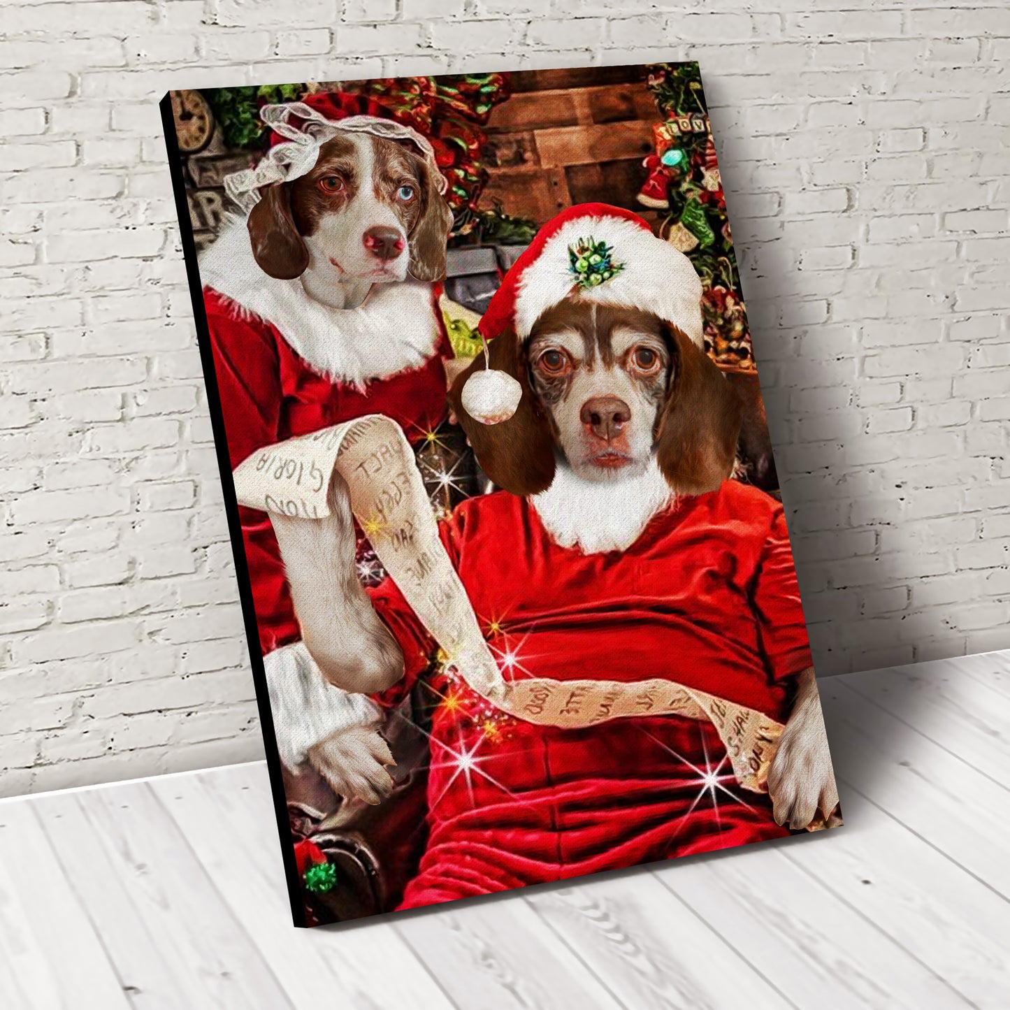 Mr and Mrs Santa Custom Pet Portrait - Noble Pawtrait
