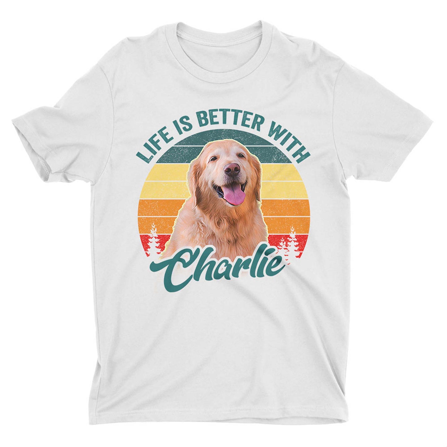 Custom T Shirt With Pet Face | Personalized Gift For Dog & Cat Lovers | Life Is Better With A Dog Unisex T Shirt