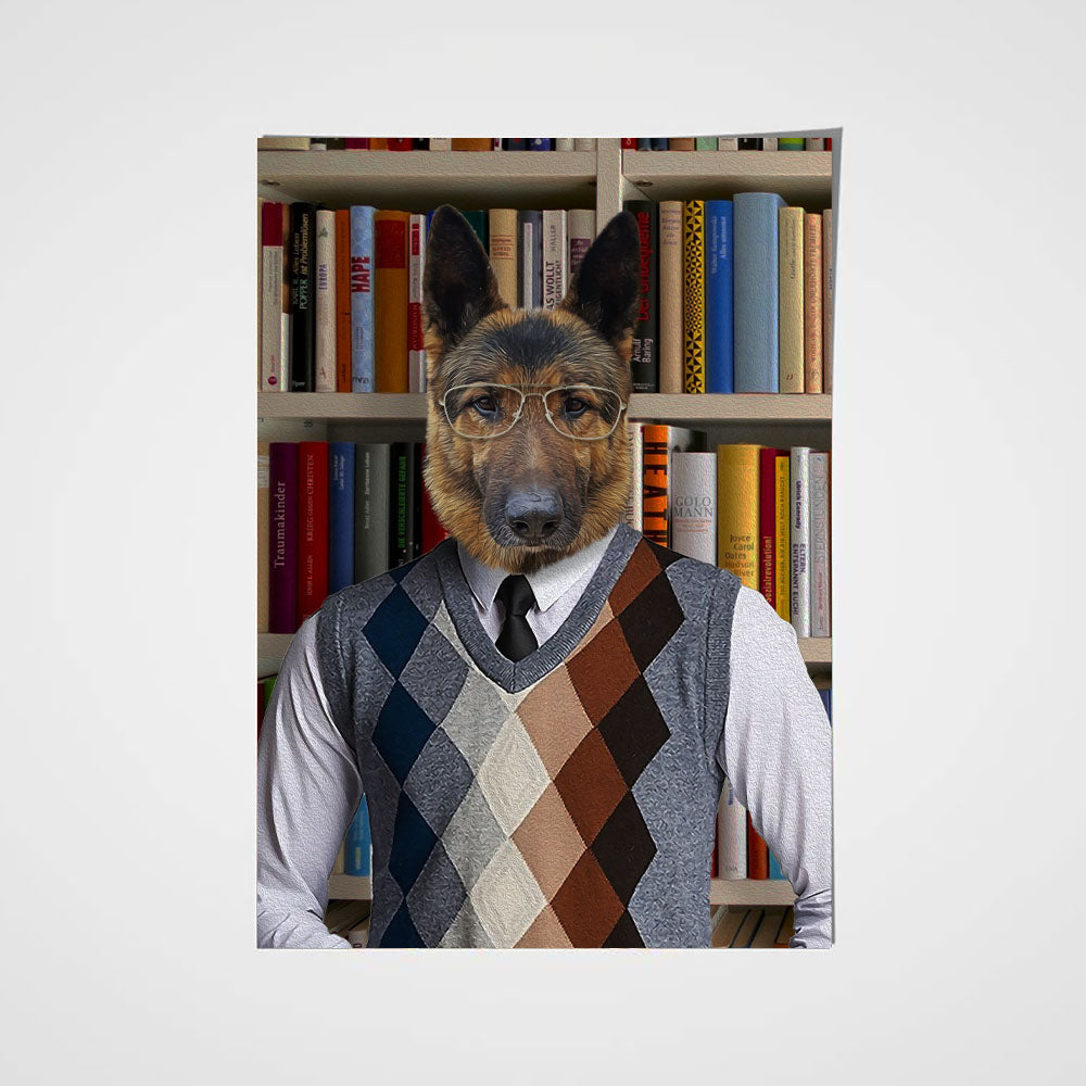 The Reader Custom Pet Portrait Poster - Noble Pawtrait