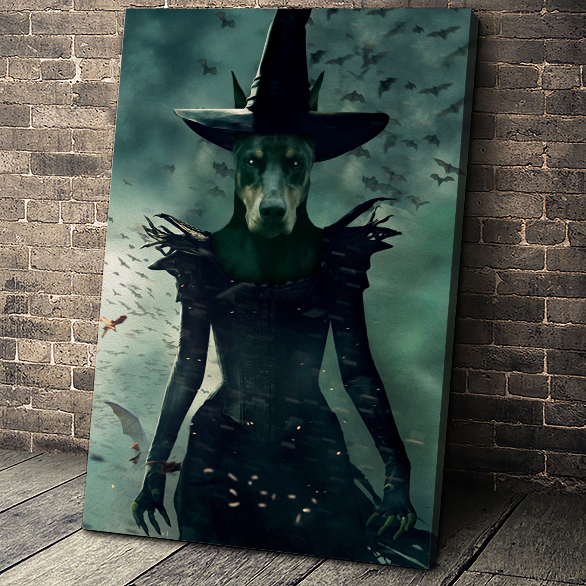 The Witch Custom Pet Portrait Canvas - Noble Pawtrait
