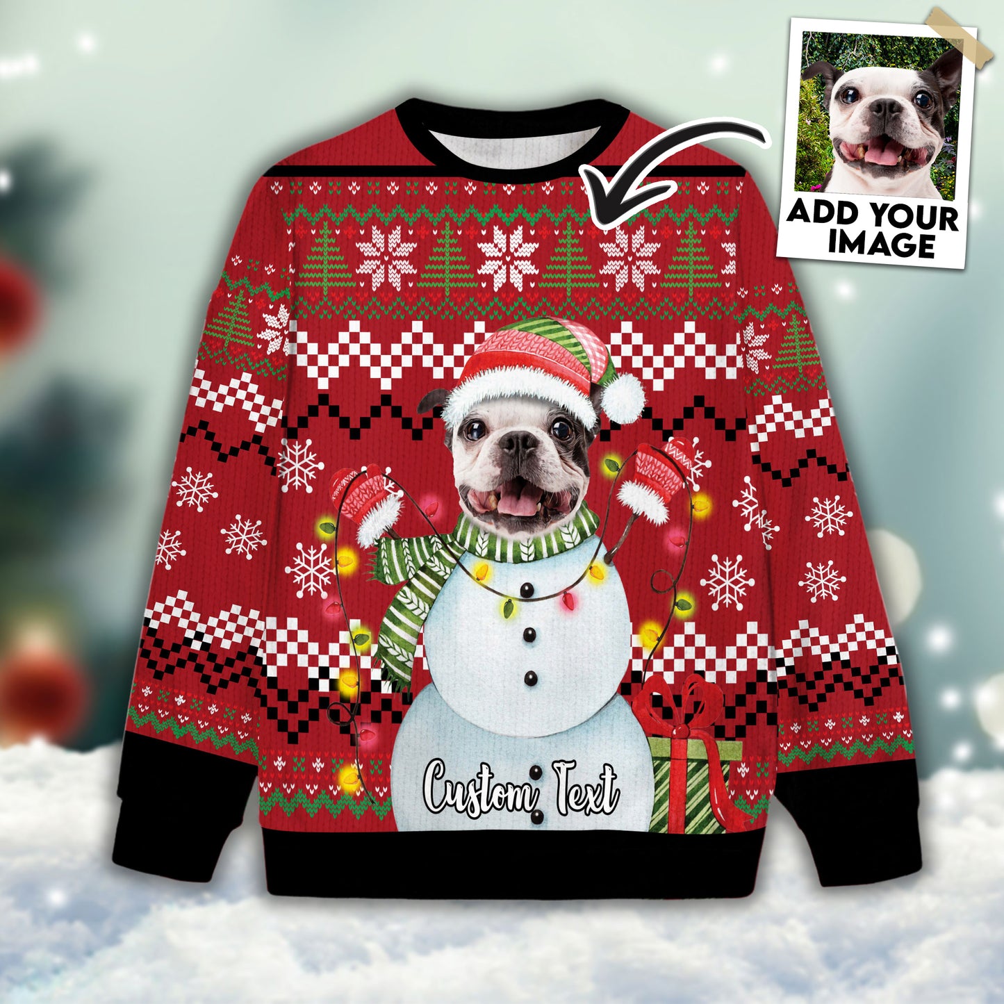 Ugly Sweater All Over Print Custom Snowman Red Color