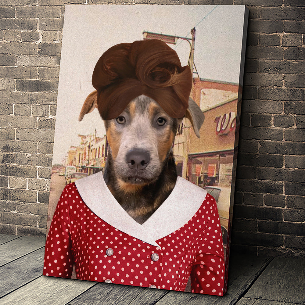 The Bouffant Lady Custom Pet Portrait Canvas - Noble Pawtrait