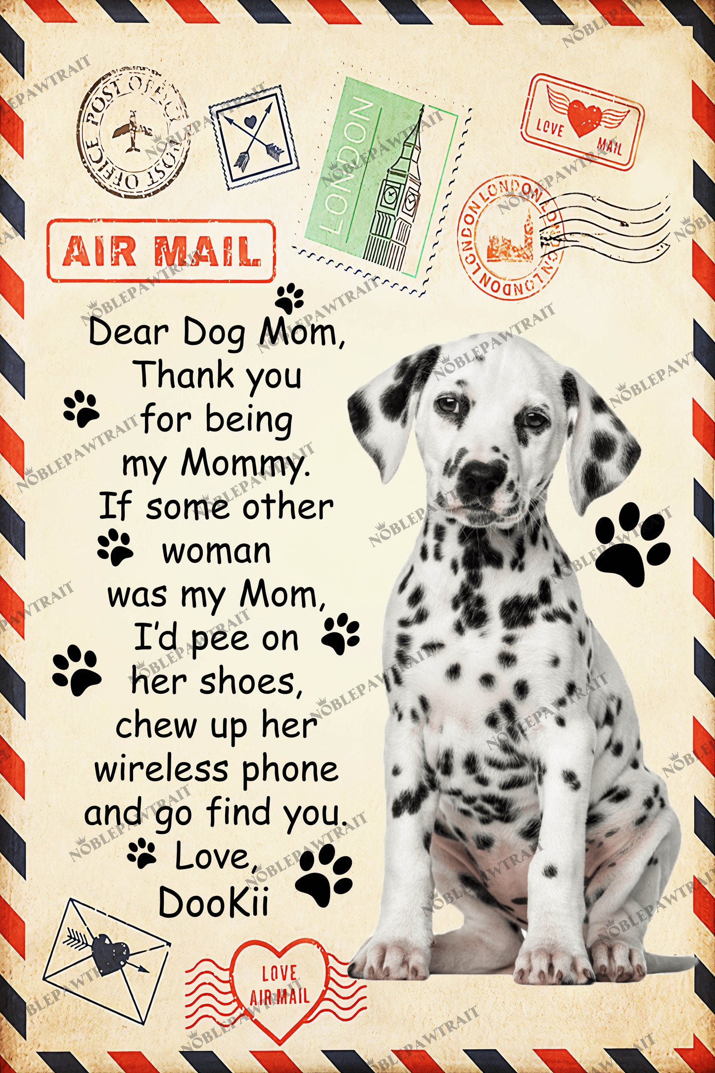Paw Mail Mothers Day Custom Pet Fleece Blanket - Noble Pawtrait