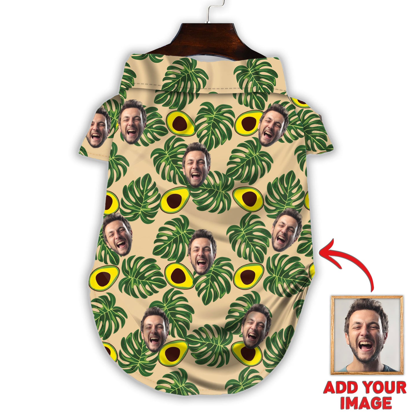 Chemise hawaïenne personnalisée pour motif d'avocat pour animaux de compagnie
