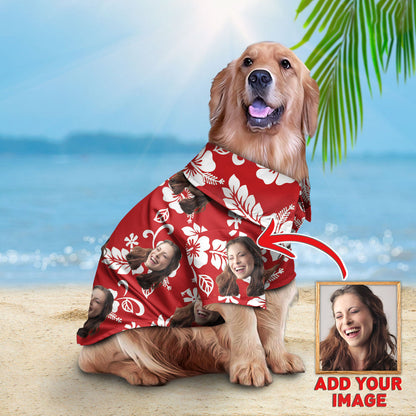 Chemise hawaïenne personnalisée pour animal de compagnie à motif rouge