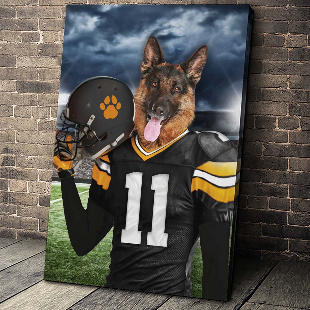 Pittsburgh Fan Custom Canvas Pet Portrait - Noble Pawtrait