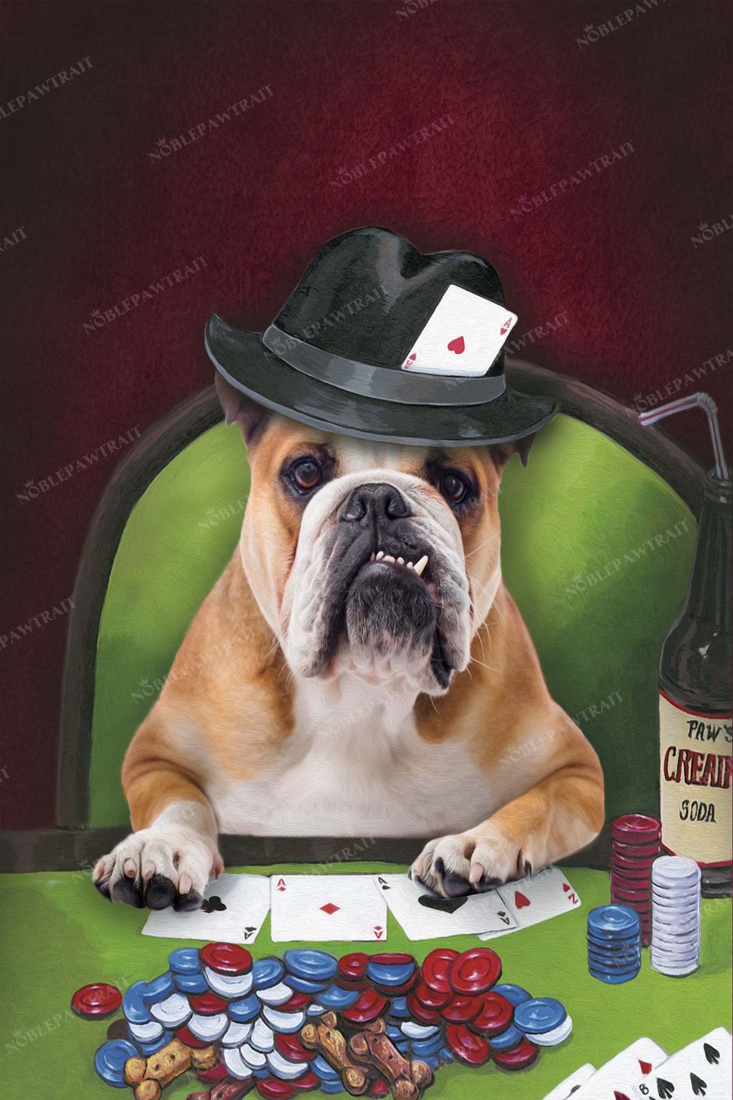 Poker Player Custom Pet Portrait Digital Download - Noble Pawtrait