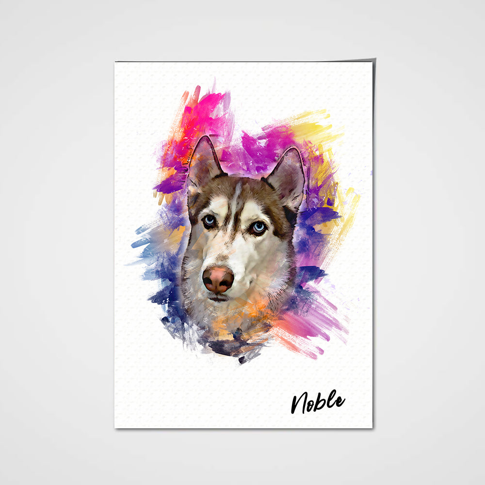 Watercolor Portrait Custom Pet Portrait Poster - Noble Pawtrait
