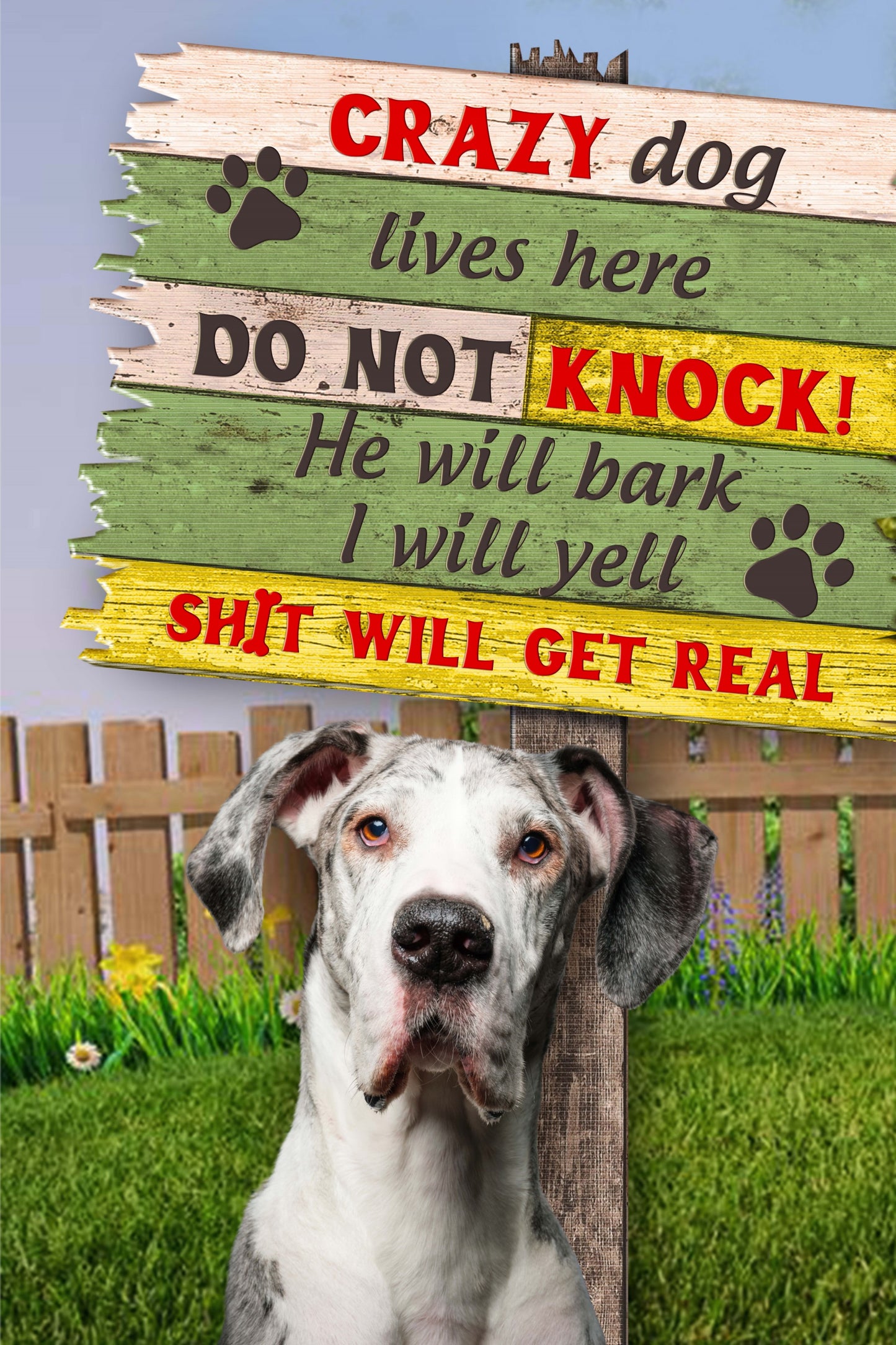 Crazy Dog Custom Pet Portrait Digital Download - Noble Pawtrait