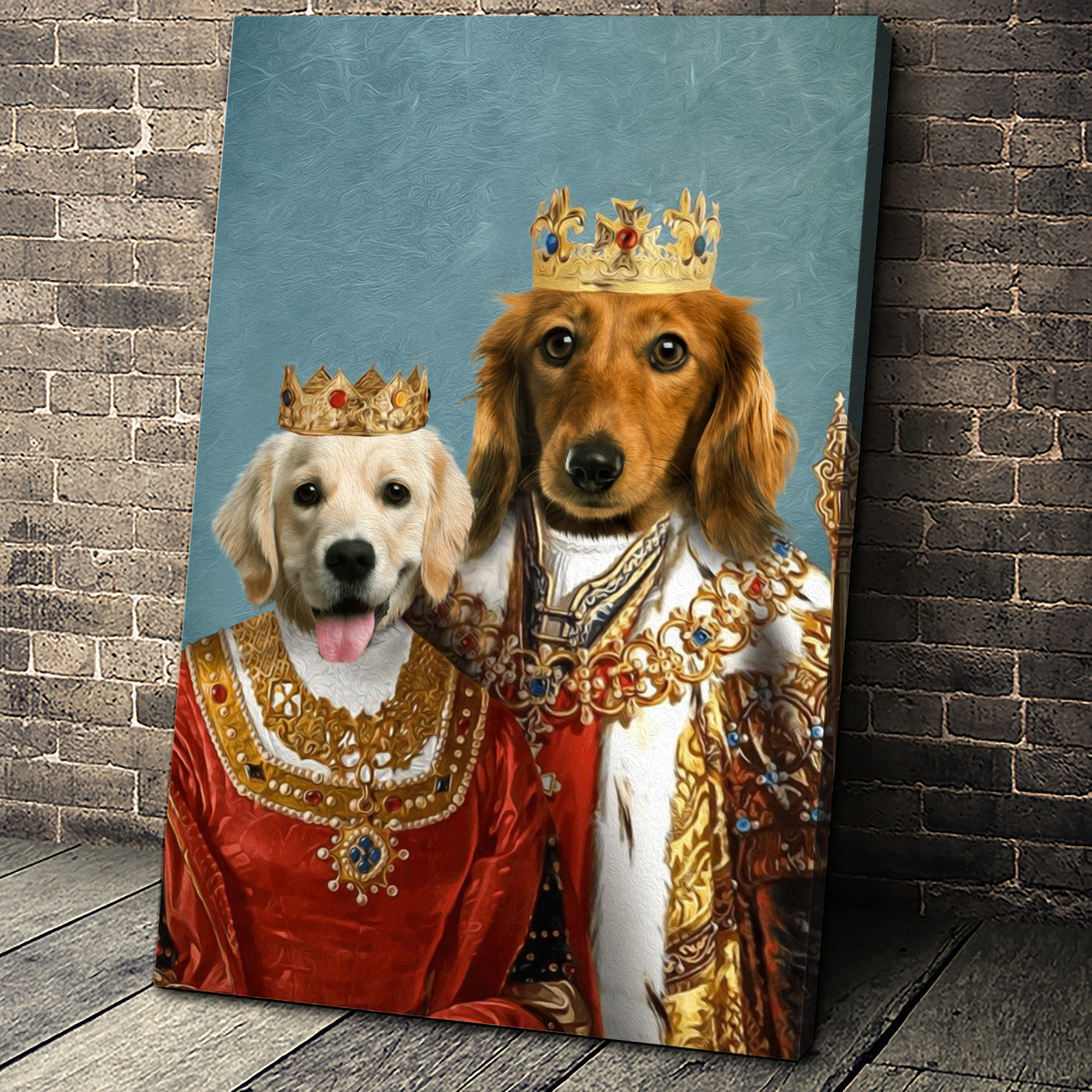 Royal King and Queen Custom Pet Portrait Canvas - Noble Pawtrait