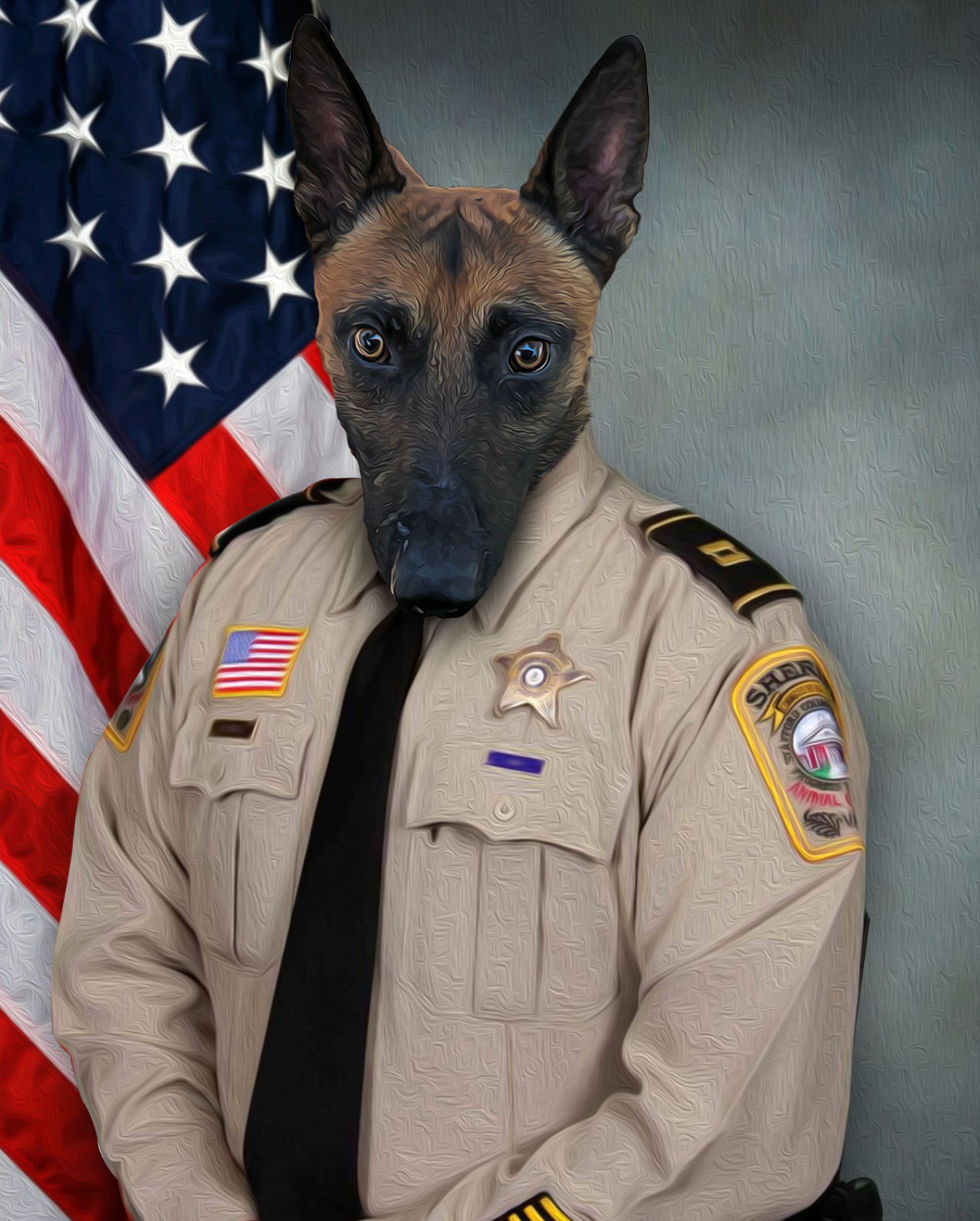 The Sheriffs Officer Custom Pet Portrait Canvas - Noble Pawtrait