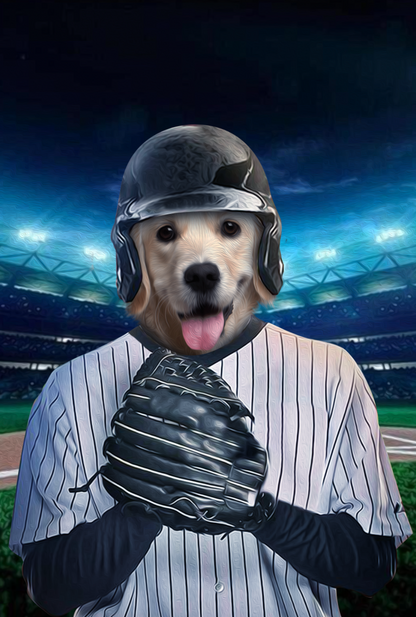 The Baseball Player Custom Digital Download Pet Portrait - Noble Pawtrait