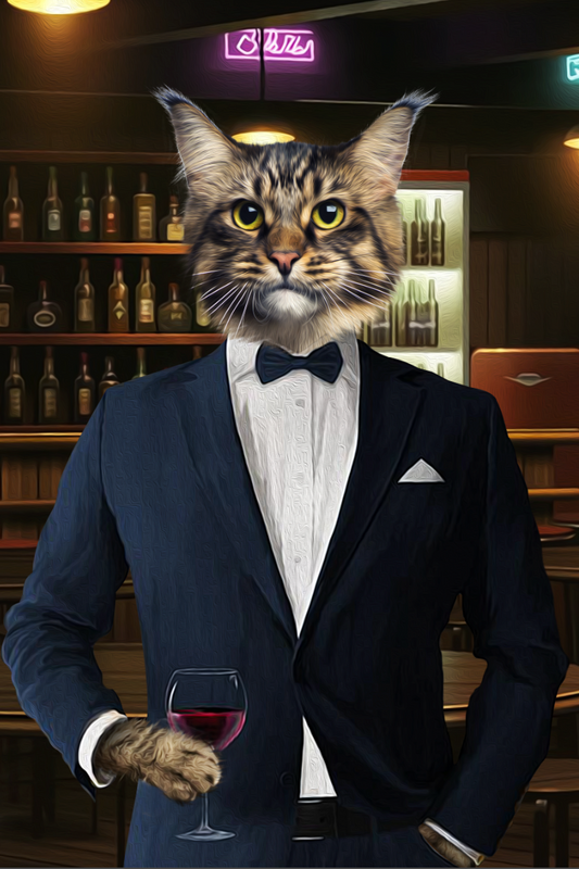The Navy Suit Custom Pet Portrait Digital Download - Noble Pawtrait