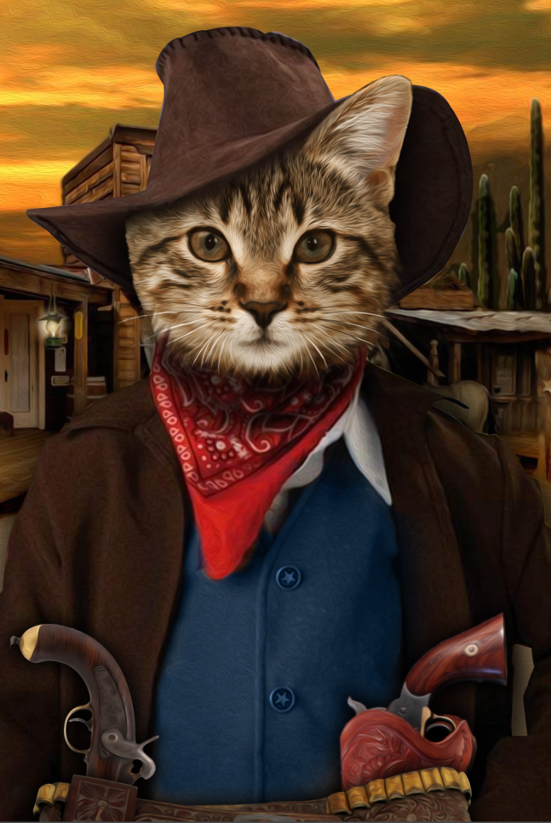 The Cowboy Custom Pet Portrait - Noble Pawtrait