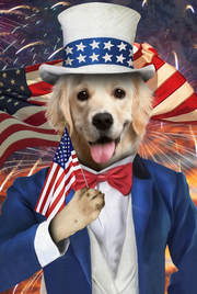 The Uncle Sam Custom Pet Portrait - Noble Pawtrait