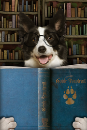 The Book Worm Custom Pet Portrait - Noble Pawtrait