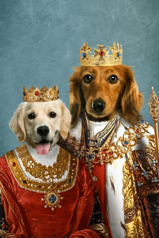 Royal King and Queen Custom Pet Portrait Digital Download - Noble Pawtrait