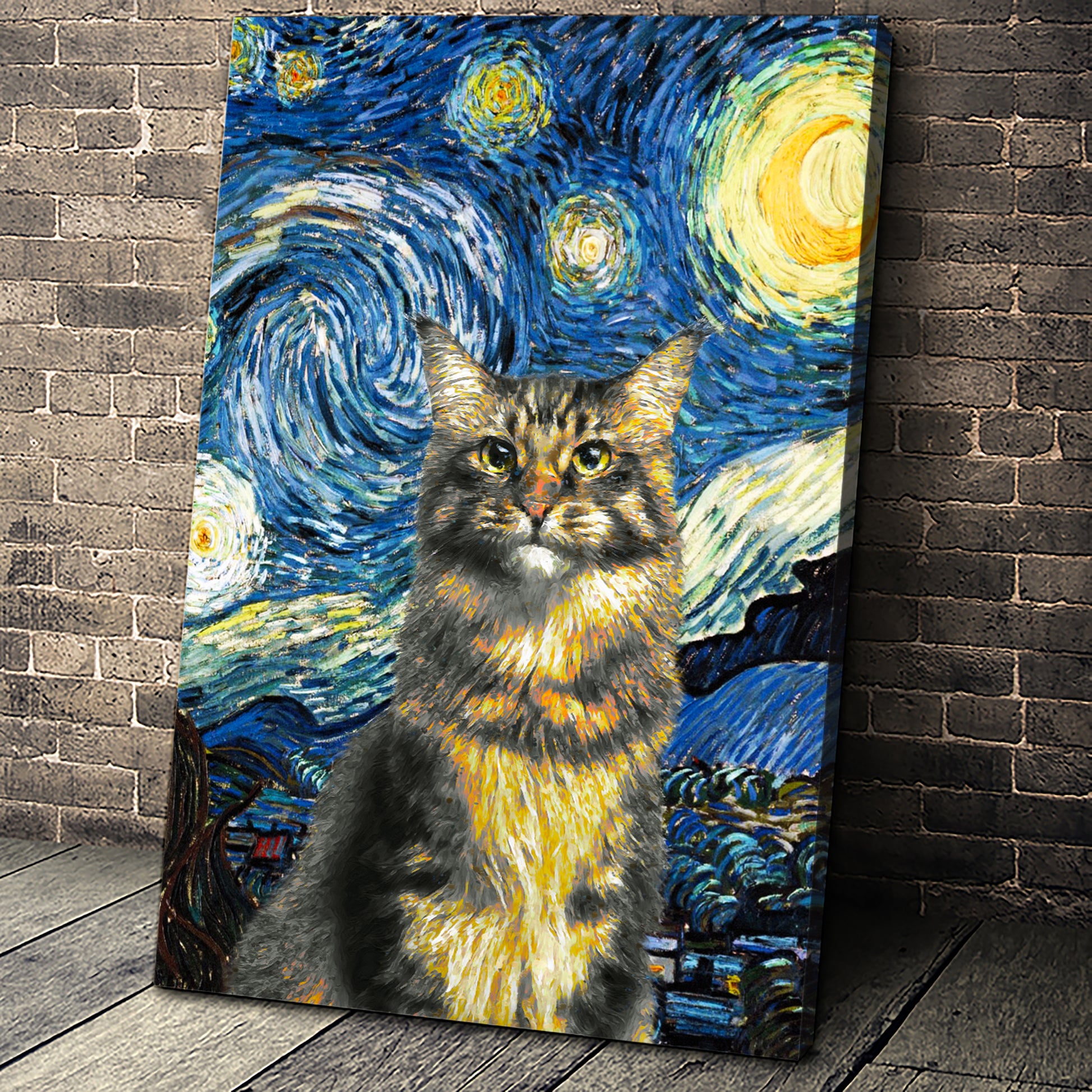 The Starry Nite Custom Pet Portrait Canvas - Noble Pawtrait