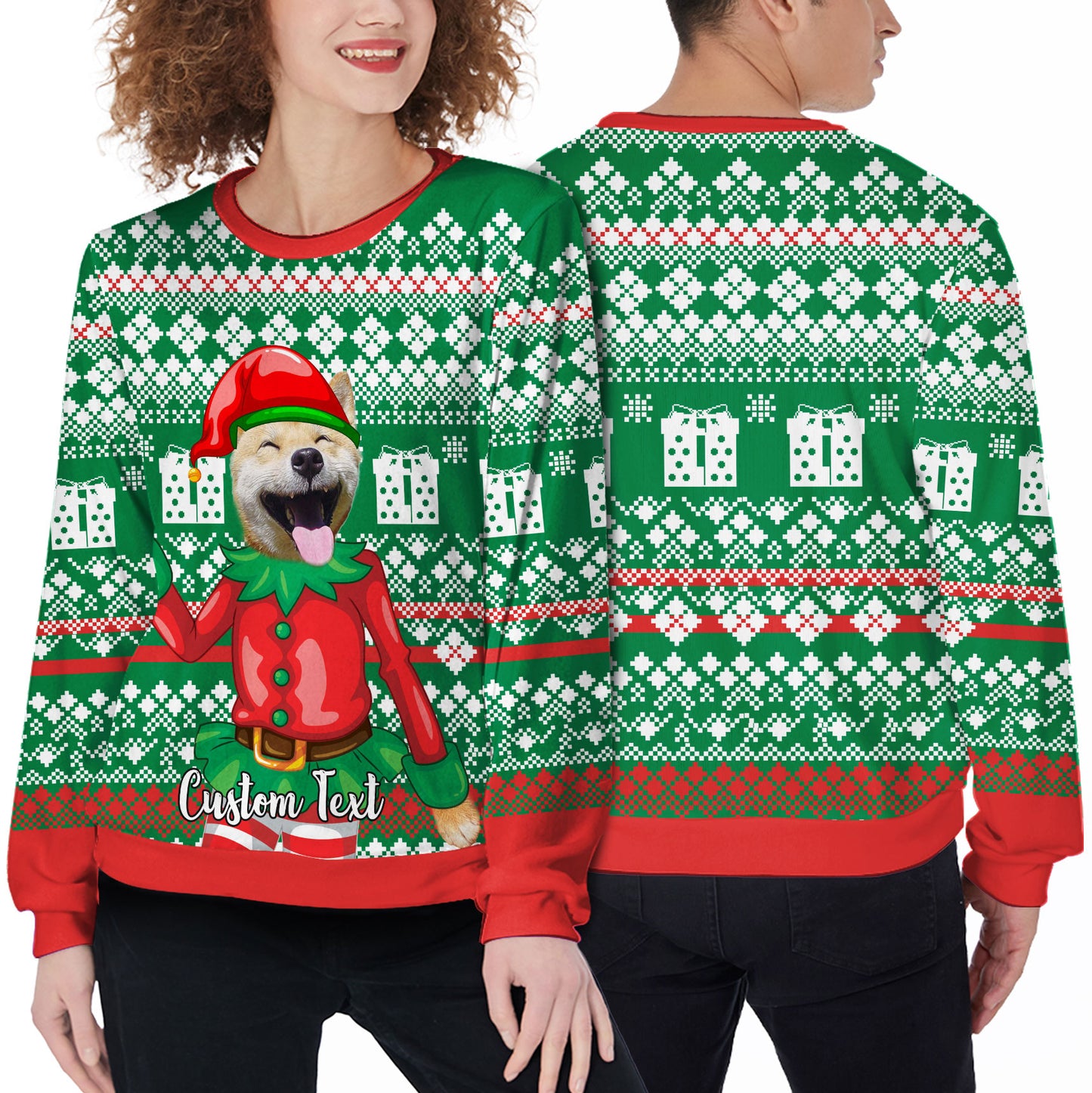 Ugly Sweater All Over Print Custom Christmas Elf Green Color