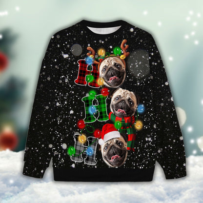 Ugly Sweater All Over Print Custom Ho Ho Ho Christmas Light (Black Color)