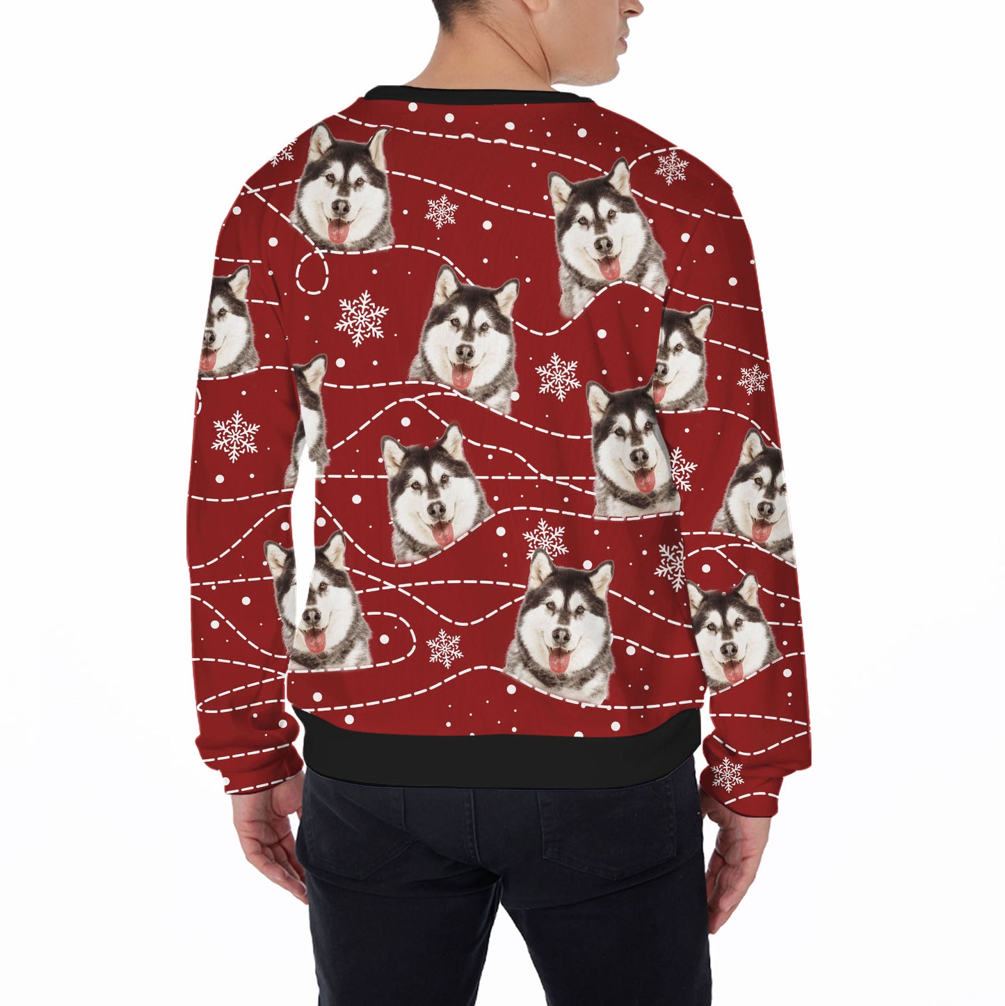 Ugly Sweater All Over Print Custom Funny Snow And Line (Wine Color)