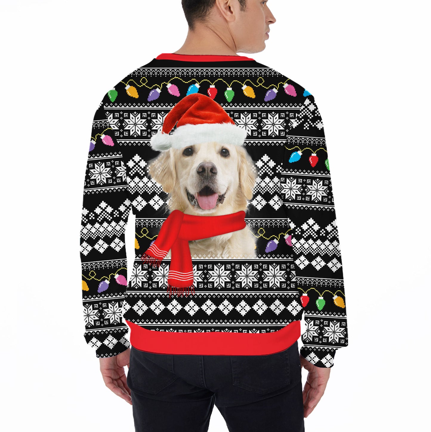 Ugly Sweater All Over Print Custom Funny Christmas Light Pattern (Black Color)