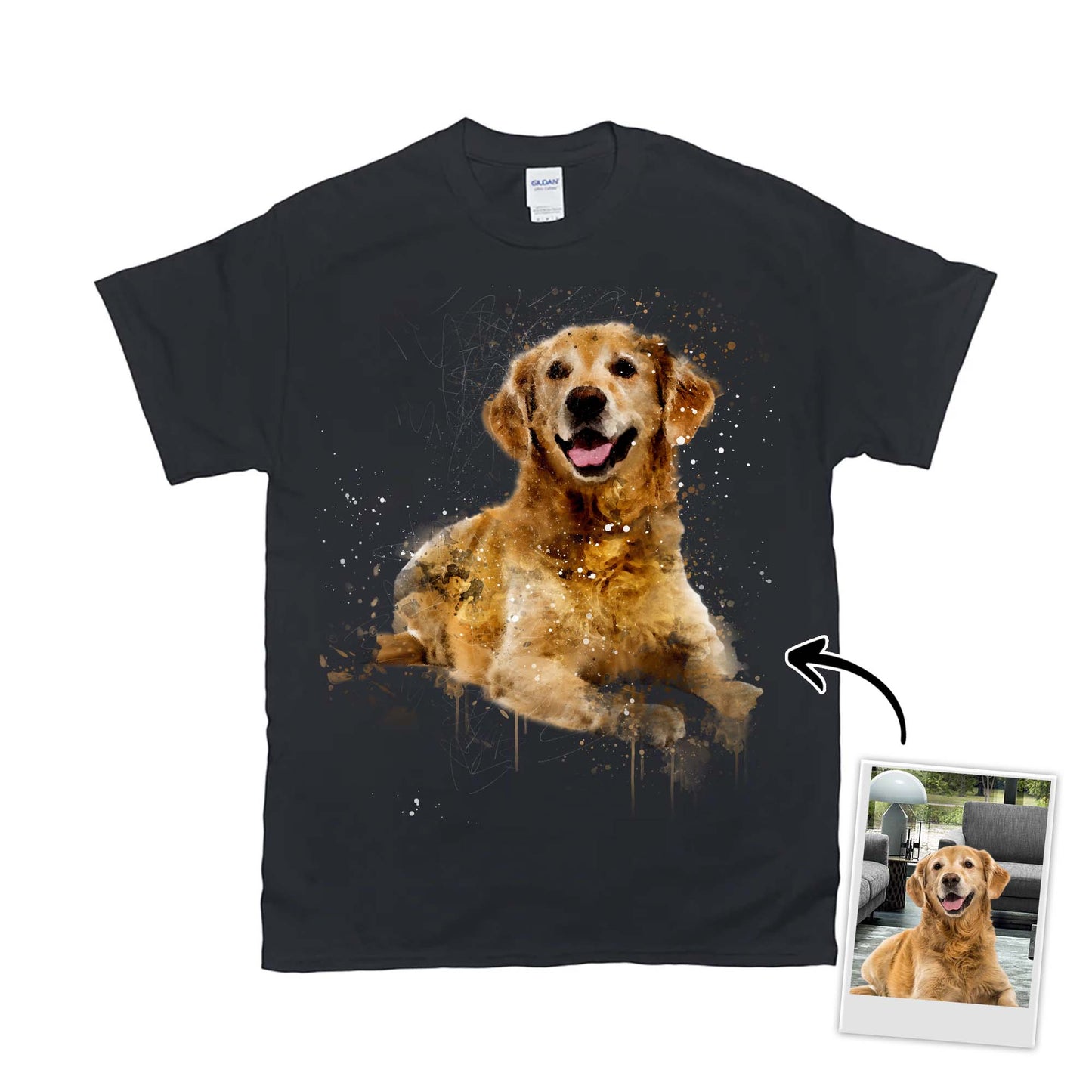 Custom T Shirt With Pet Face | Personalized Gift For Dog & Cat Lovers | Water Color Style Unisex T Shirtet T-Shirts