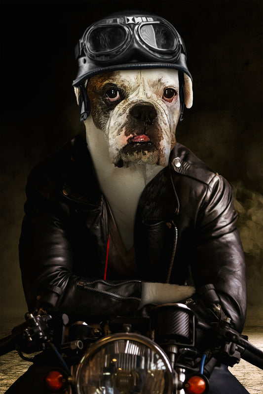 The Biker Custom Pet Portrait Digital Download - Noble Pawtrait