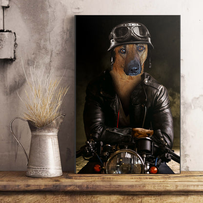 The Biker Custom Pet Portrait Poster - Noble Pawtrait