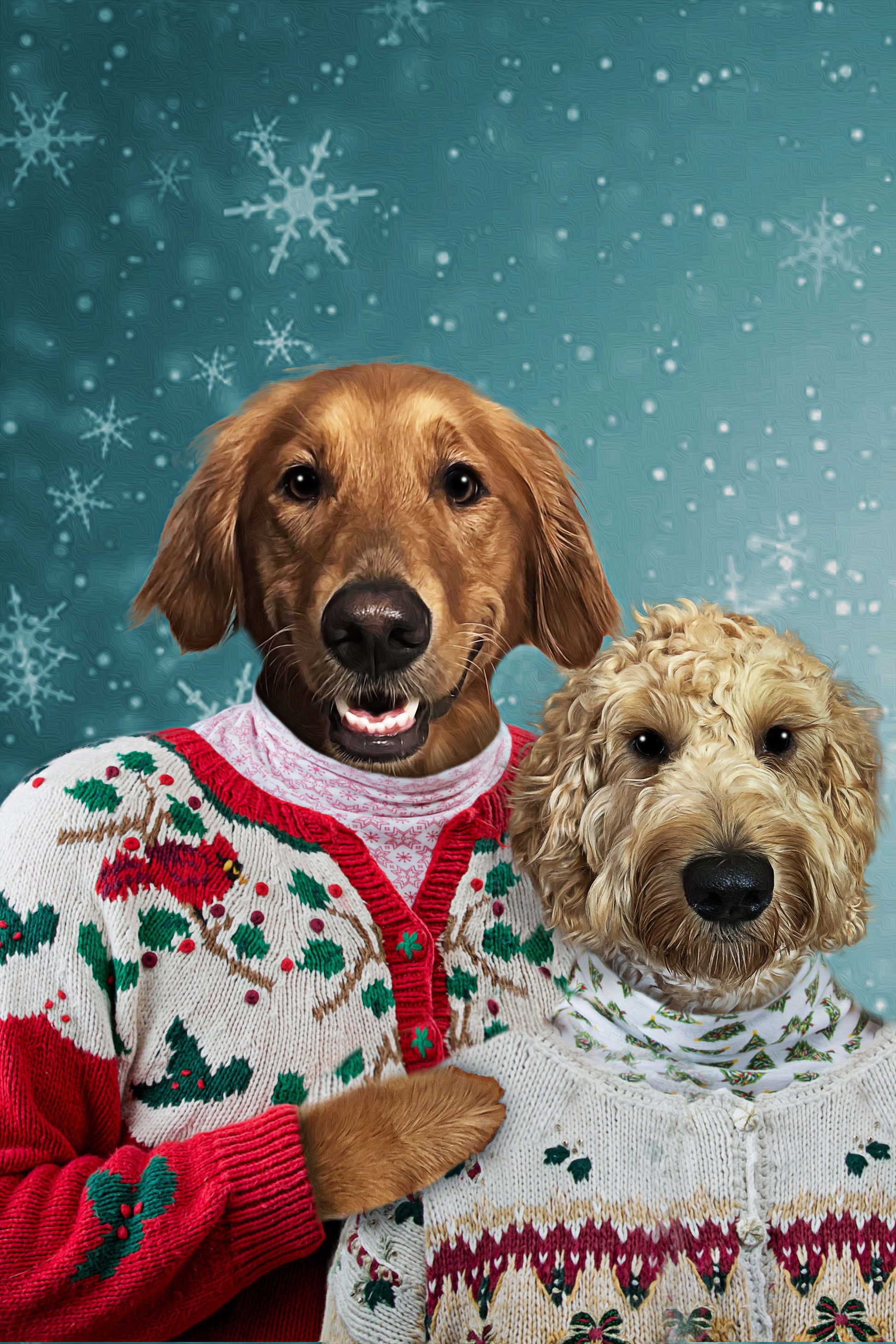 The Christmas Couple Custom Pet Portrait Digital Download - Noble Pawtrait