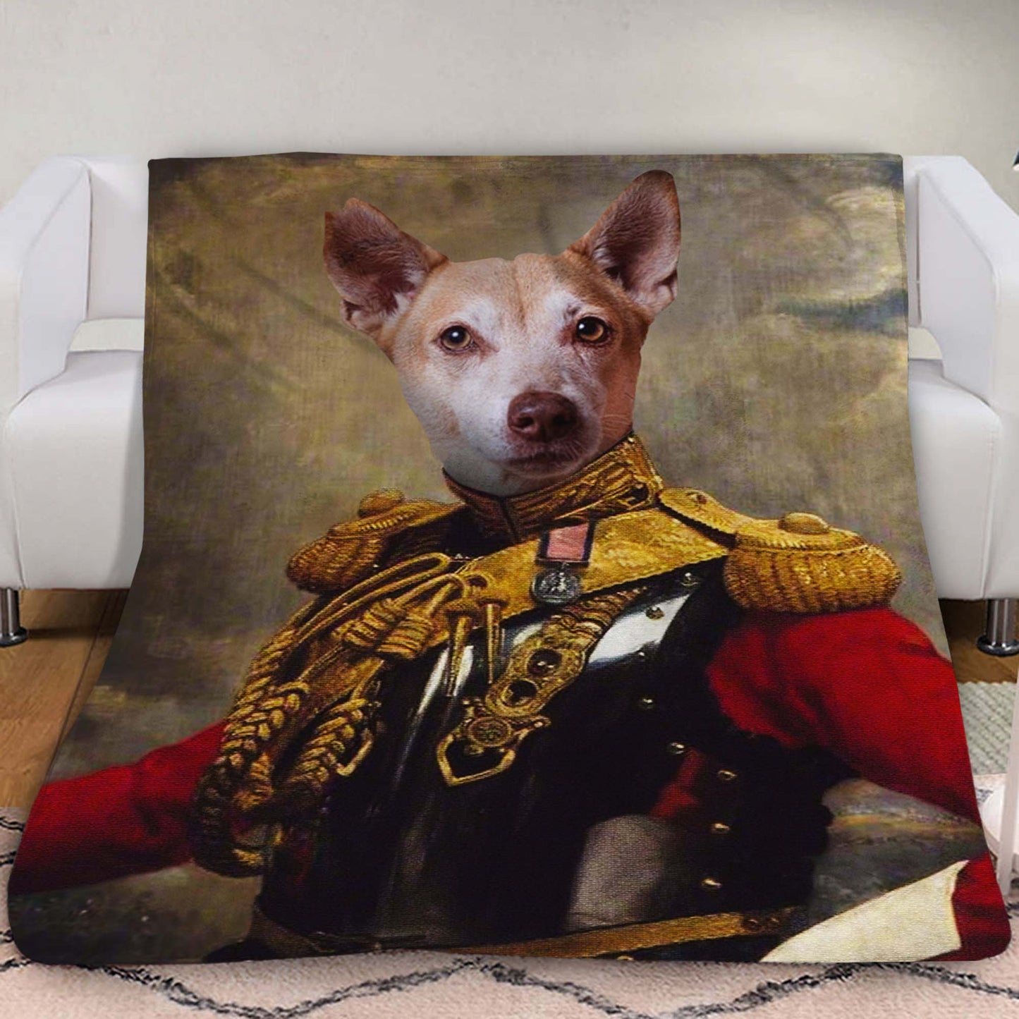 The Colonel Custom Pet Blanket - Noble Pawtrait