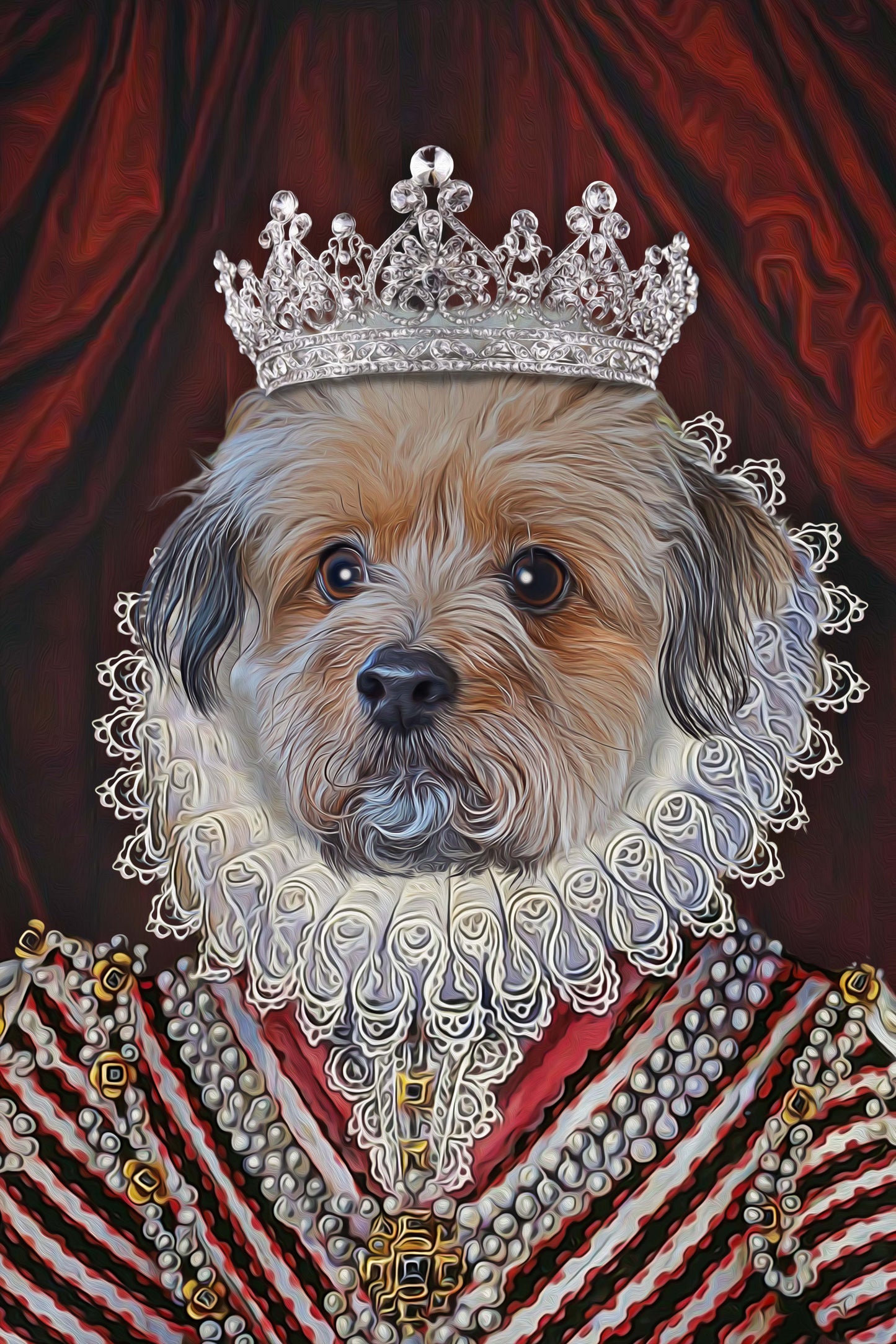 The Diamond Queen Custom Pet Portrait Poster - Noble Pawtrait
