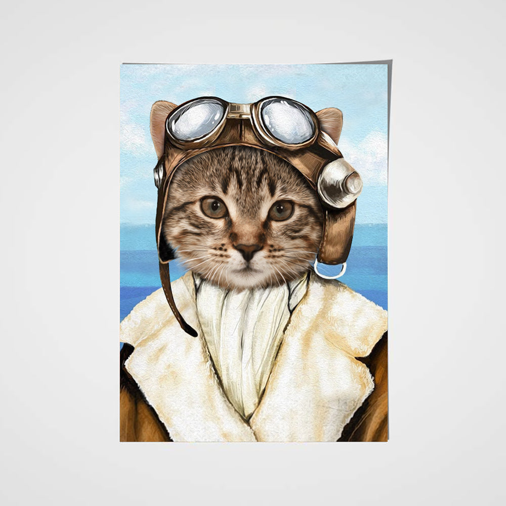 The Female Pilot Custom Pet Portrait Poster - Noble Pawtrait