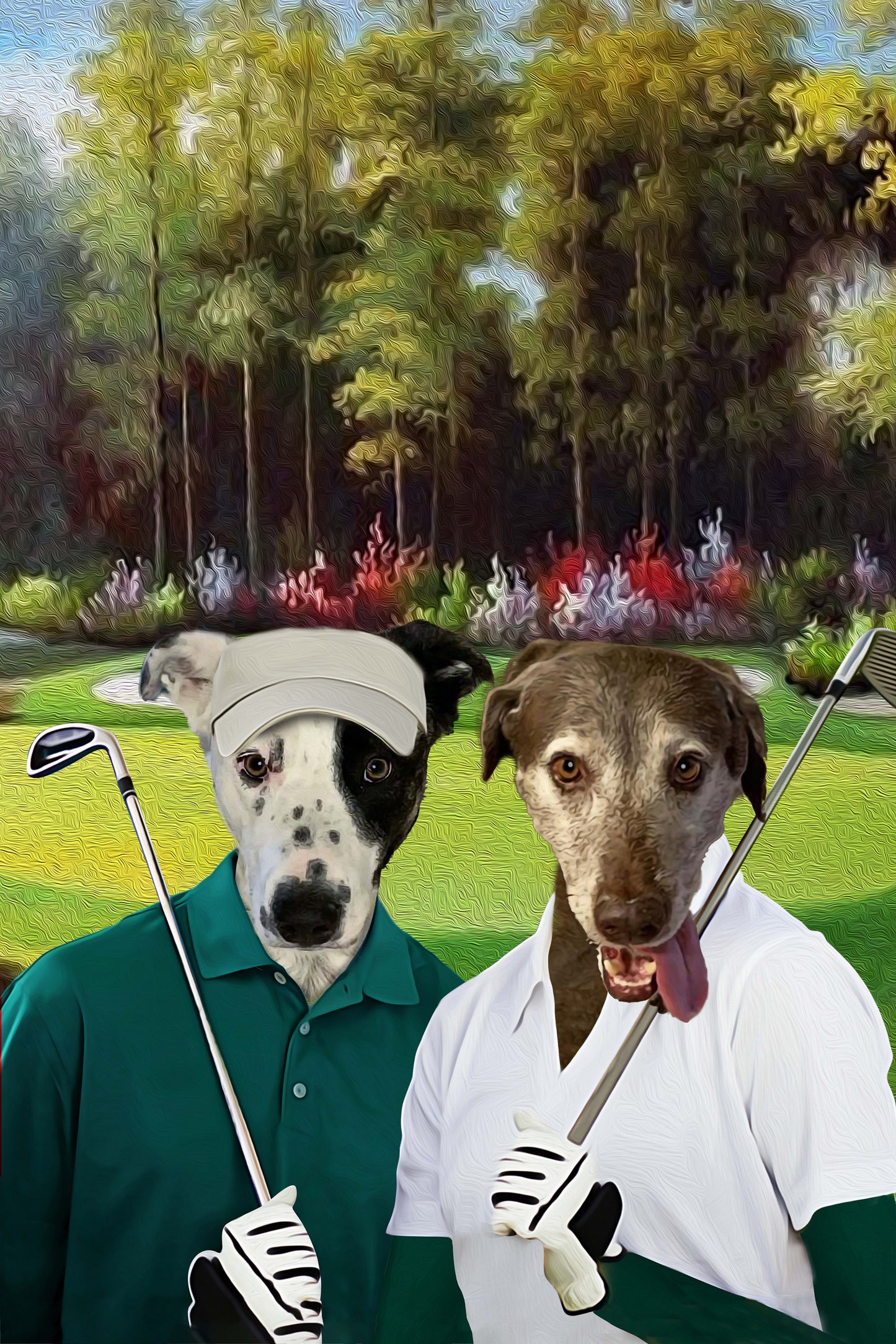 The Golf Couple Custom Pet Portrait - Noble Pawtrait